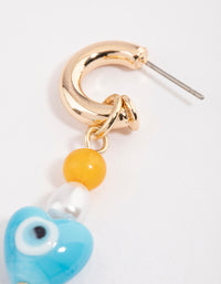 Gold Evil Eye & Heart Drop Earrings - link has visual effect only