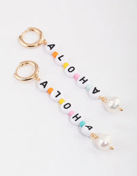 Gold Aloha Pearl Drop Earrings - link has visual effect only