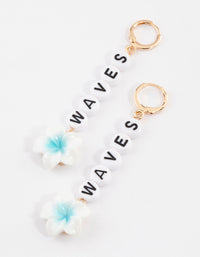 Gold Wave Flower Drop Earrings - link has visual effect only