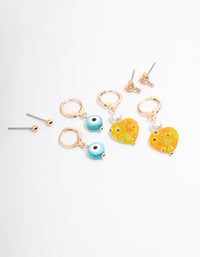 Gold Evil Eye Earrings 4-Pack - link has visual effect only