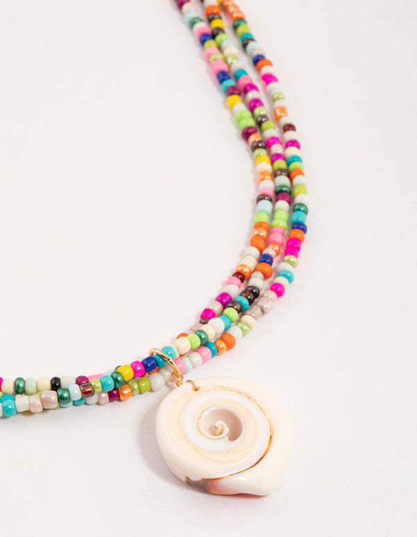 Gold Statement Shell Layered Necklace