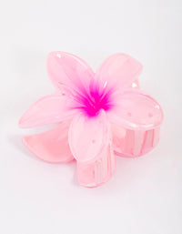 Plastic Pink Ombre Hibiscus Flower Claw Clip - link has visual effect only