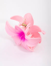 Plastic Pink Ombre Hibiscus Flower Claw Clip - link has visual effect only