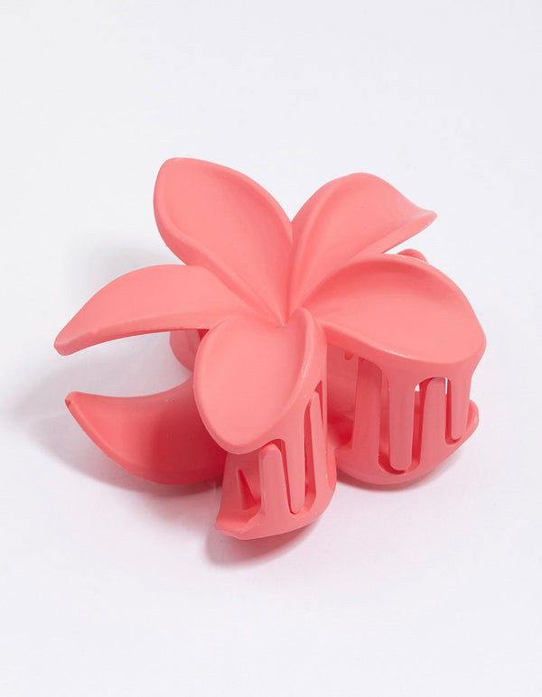 Plastic Coral Tropical Flower Claw Clip