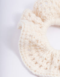 Fabric Cream Knitted Hair Scrunchie - link has visual effect only