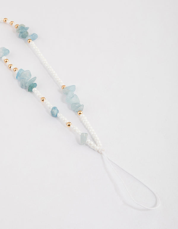 Gold Beaded Stone Phone Strap