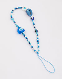 Blue Evil Eye & Heart Phone Strap - link has visual effect only