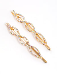 Gold Diamante Hair Clip Pack - link has visual effect only