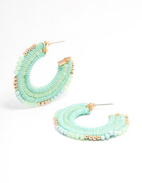 Gold Beaded Wrapped Hoop Earrings - link has visual effect only