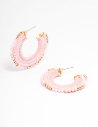 Gold Beaded Wrapped Hoop Earrings - link has visual effect only