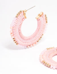 Gold Beaded Wrapped Hoop Earrings - link has visual effect only