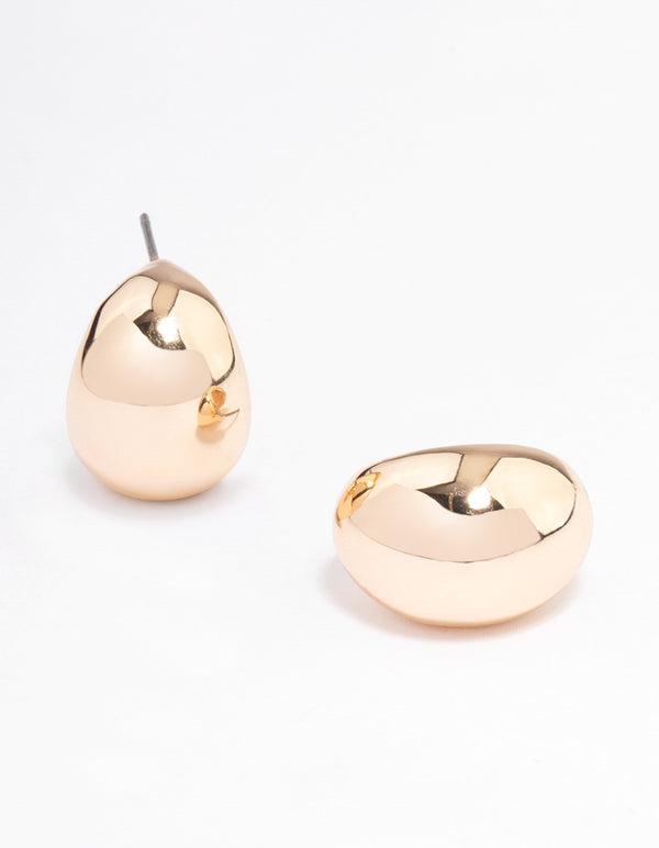 Gold Round Droplet Hoop Earrings