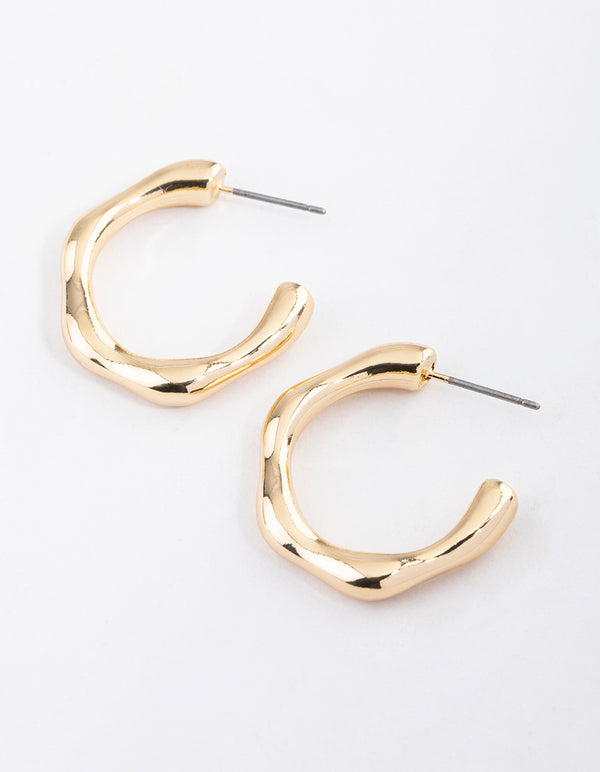 Gold Molten Hoop Earrings