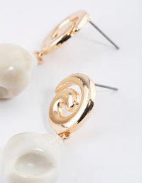 Gold Spiral Shell Drop Earrings - link has visual effect only