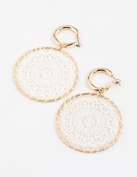 Gold Round Stitched Drop Earrings - link has visual effect only