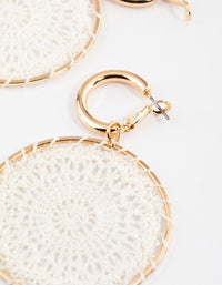 Gold Round Stitched Drop Earrings - link has visual effect only