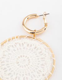 Gold Round Stitched Drop Earrings - link has visual effect only