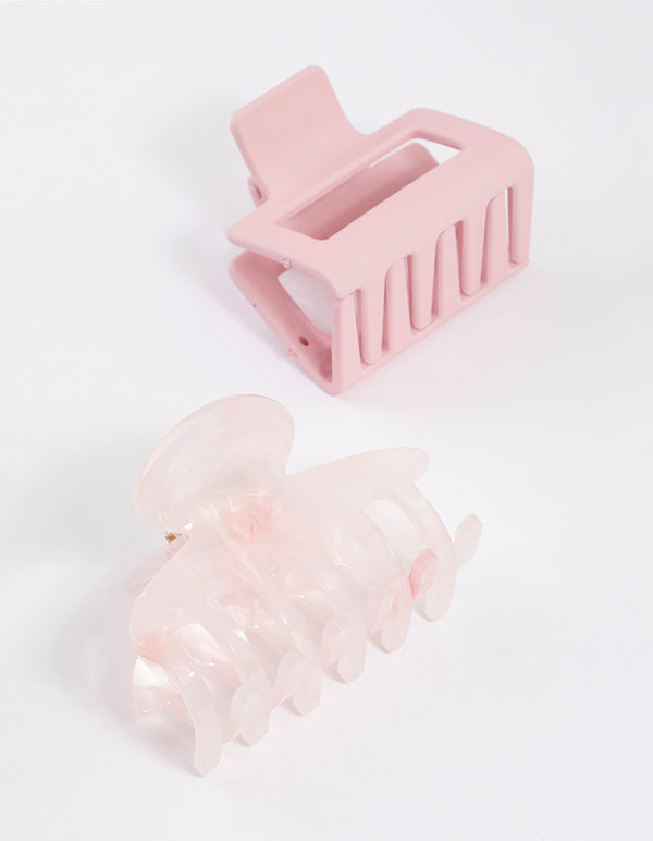 Pink Square Curved Hair Claw Pack