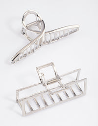 Silver Rectangle & Twisted Claw Clips Pack - link has visual effect only