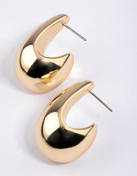 Gold Midi Pear Hoop Earrings - link has visual effect only