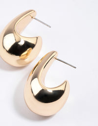 Gold Midi Pear Hoop Earrings - link has visual effect only