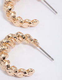 Gold Croissant Molten Hoop Earrings - link has visual effect only