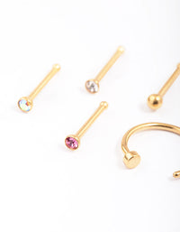 Gold Plated Surgical Steel Nail & Arrow Nose Ring 6-Pack - link has visual effect only