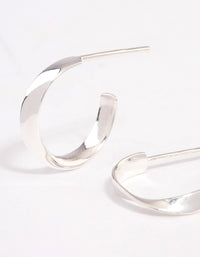 Sterling Silver Flat Twisted Hoop Earrings - link has visual effect only