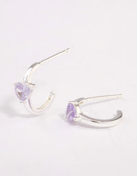 Sterling Silver Amethyst Heart Hoop Earrings - link has visual effect only