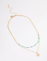 Gold Bead & Coin Layered Necklace - link has visual effect only