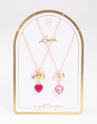 Mixed Metal Heart & Bow Necklace Pack - link has visual effect only