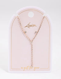 Rose Gold Y-Shaped Cup Chain Necklace & Earring Set - link has visual effect only