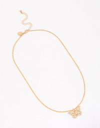 Gold Diamante Open Butterfly Short Necklace - link has visual effect only