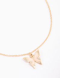 Gold Diamante & Enamel Butterfly Short Necklace - link has visual effect only