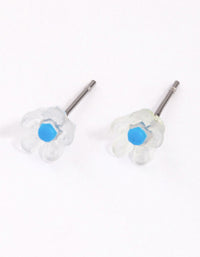 Blue Frosted Flower Stud Earrings - link has visual effect only