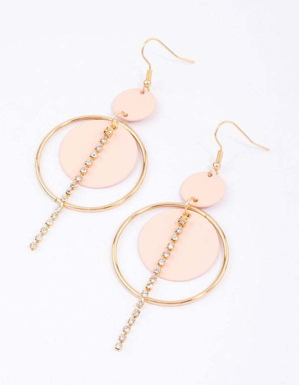 Blush Open Disc Cupchain Drop Earrings