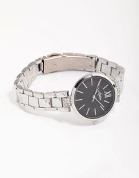 Silver Double Row Diamante Watch - link has visual effect only