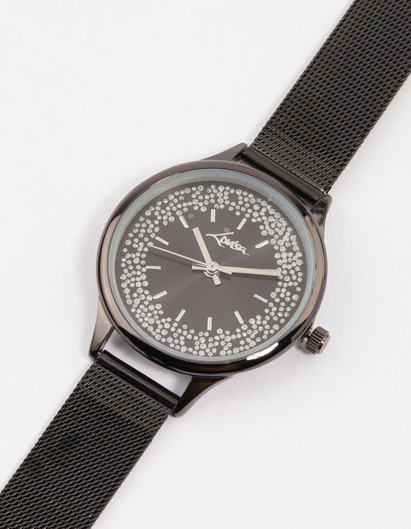 Black Glitter Double Watch