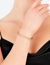 Gold Plated Stainless Steel Classic Plain Wrist Cuff - link has visual effect only