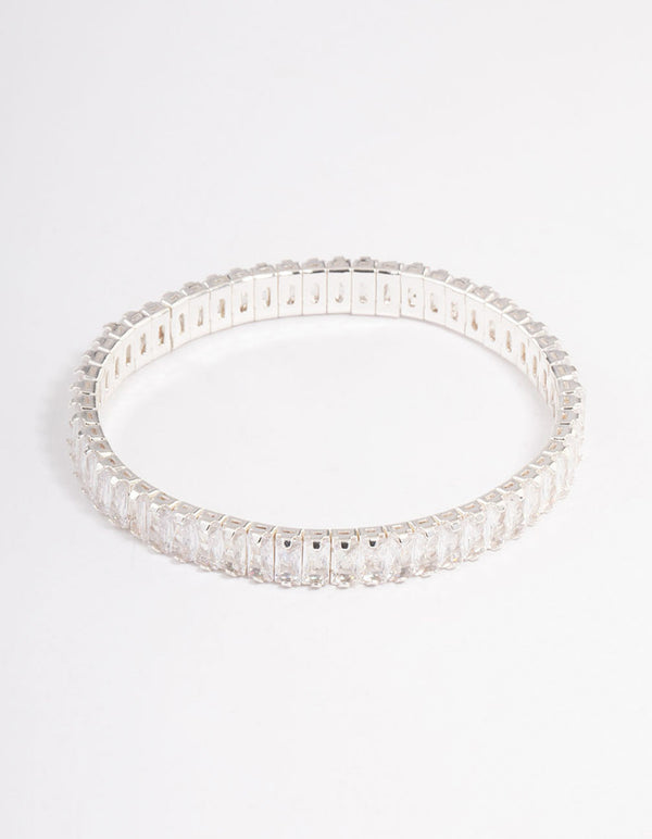 Silver Plated Stretch Baguette Bracelet