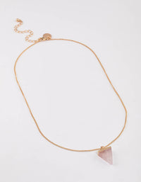 Gold Rose Quartz Triangle Pendant Necklace - link has visual effect only