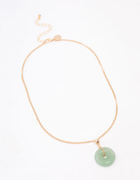 Gold Green Aventurine Choker Pendant Necklace - link has visual effect only