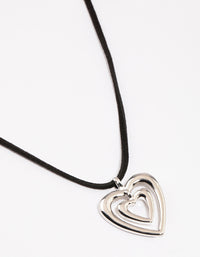 Rhodium Outline Heart Pendant Necklace - link has visual effect only