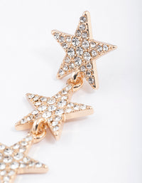 Gold Triple Star Drop Earrings - link has visual effect only