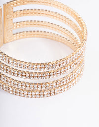 Gold Four Row Cup Chain Cuff Bangle - link has visual effect only