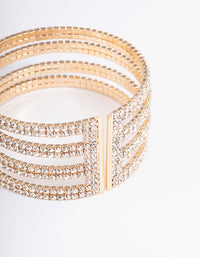 Gold Four Row Cup Chain Cuff Bangle - link has visual effect only