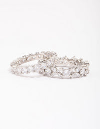 Silver Flower Double Band Stack Ring - link has visual effect only