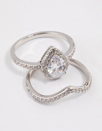 Silver Crowned Pear Crystal Ring - link has visual effect only