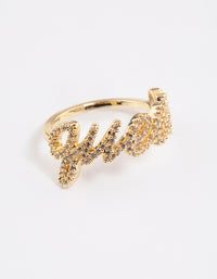 Gold Plated Queen Script Ring - link has visual effect only