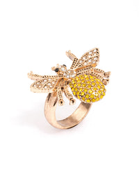 Antique Gold Bumble Bee Ring - link has visual effect only